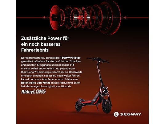 SEGWAY ZT3 Pro D E-Scooter (11 Zoll, Schwarz / Rot)