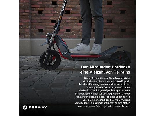 SEGWAY ZT3 Pro D E-Scooter (11 Zoll, Schwarz / Rot)