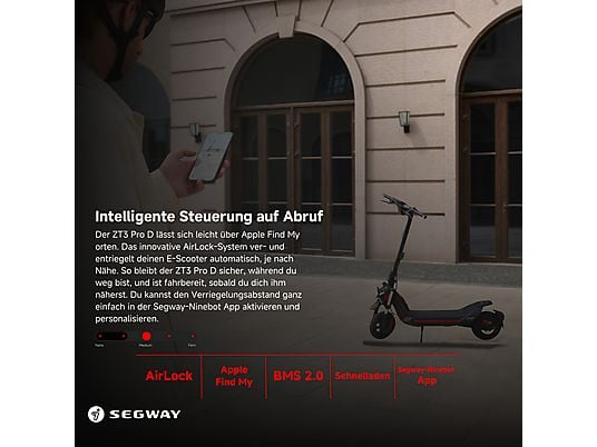 SEGWAY ZT3 Pro D E-Scooter (11 Zoll, Schwarz / Rot)