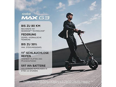 SEGWAY Ninebot KickScooter MAX G3 D E-Scooter (11 Zoll, Schwarz/Silber/Rot)