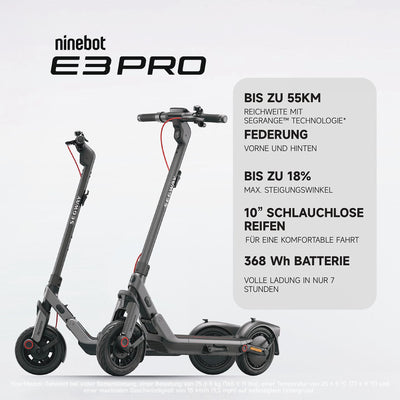 SEGWAY Ninebot E3 Pro D E-Scooter (10 Zoll, Schwarz / Silber / Rot)